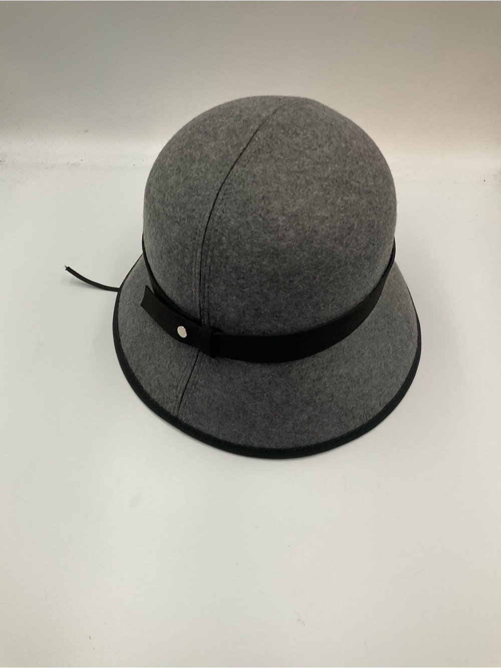 ADORA Gray Felt Cloche Hat with Black Band
